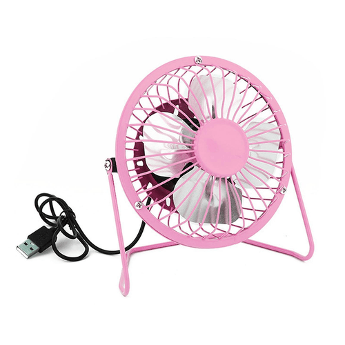 Ventilador para escritorio metálico USB 4 aspas 14x14x7cm ROSADO