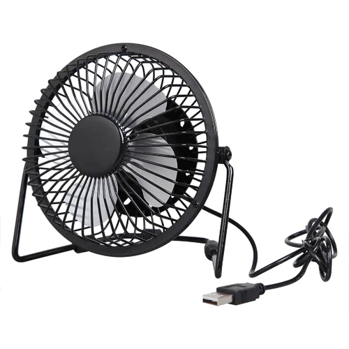 Ventilador para escritorio metálico USB 4 aspas 14x14x7cm NEGRO