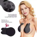 Brasier-Invisible-push-Up-orejas-de-conejo-adhesivo-para-damas---Negro---L-XL