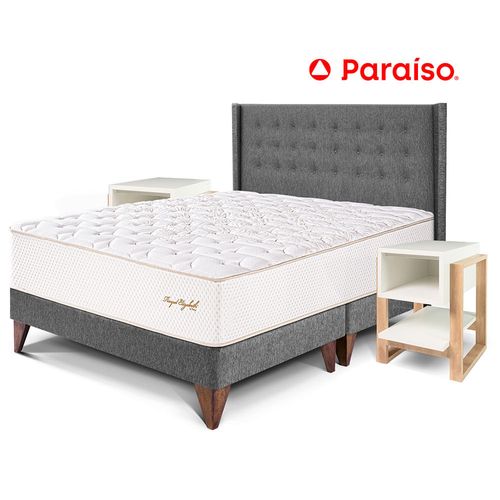 Dormitorio euro royal eliz gold king + 2 veladores flotante gris