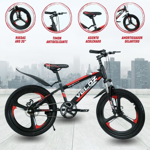 BICICLETA DEPORTIVA ARO 20 «VELOZ» ROJO