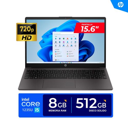 LAPTOP HP 250 G9/ Core i5-1235U, 4.40 GHz / 15.6' HD (1366 x 768)/ 8GB DDR4, 512GB SSD / FREEDOS