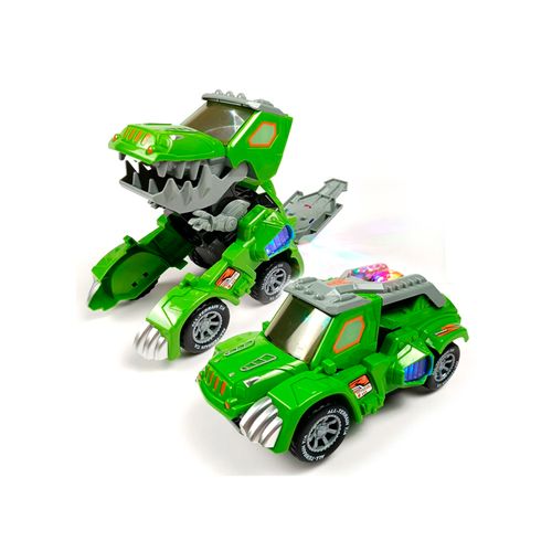 Carro Dinosaurio Transformer 2en1 con Música y Luz