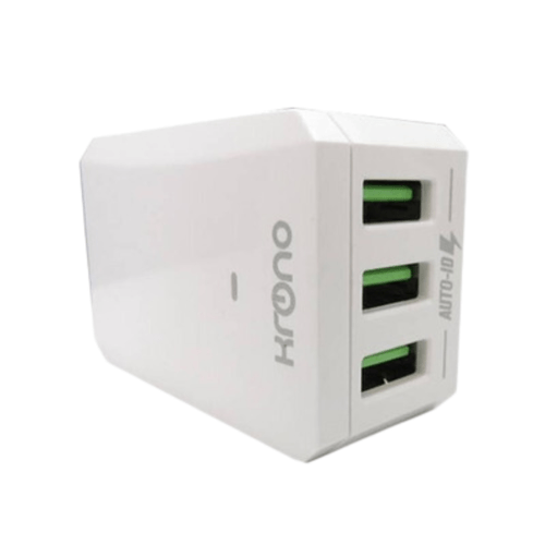 Adaptador Enchufe De Viaje Multipuerto USB x3 Entradas Krono