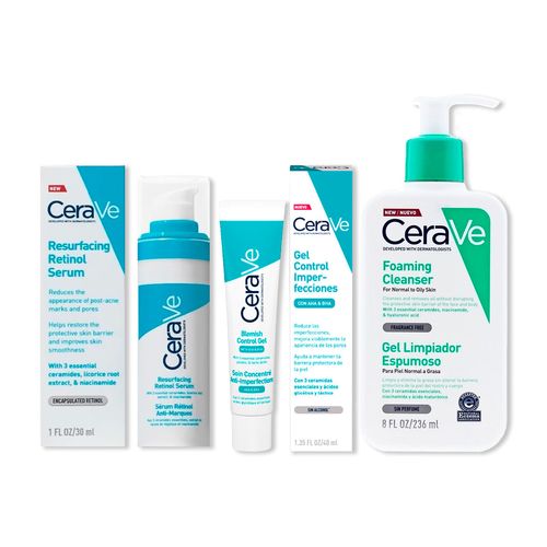 Cerave Blemish Control 40ml + Gel Limpiador 236ml + Serum Retinol 30ml