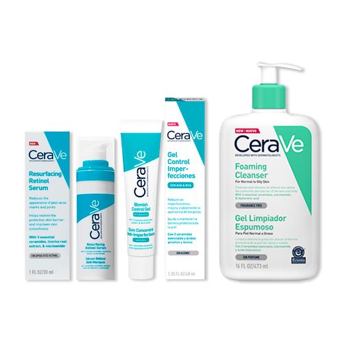 Cerave Blemish Control 40ml + Gel Limpiador 236ml + Serum HA 30ml