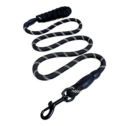 Correa para Perro Nylon Grueso Reflectiva Larga Resistente Negra