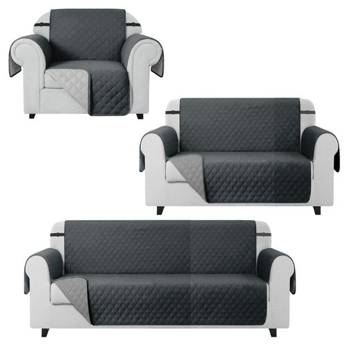 Cobertor Reversible de Muebles de 1, 2 y 3 Asientos Plomo - Gris