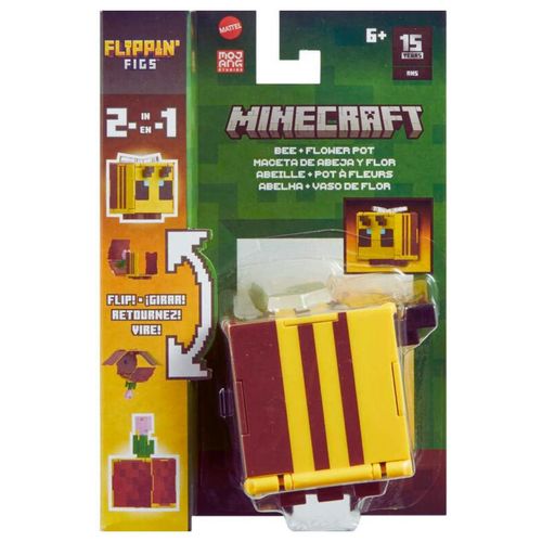 Minecraft Figura Intercambiable De Abeja y Maceta De Flor