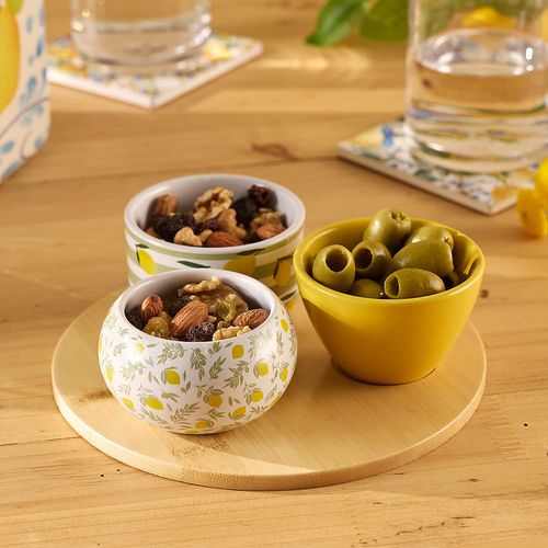 Set Piqueo x 3 bowls con base de Bambú Casa del Mediterráneo Orange