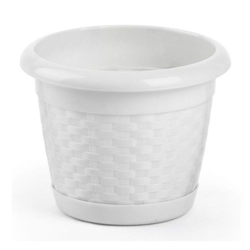 Maceta Garden Blanco #3 con plato Polinplast