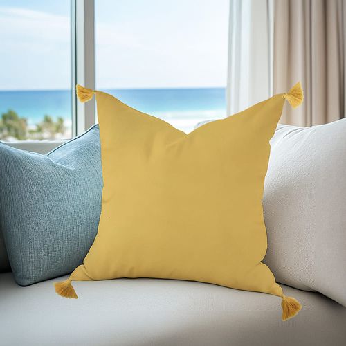 Funda de cojín Amarillo con borlas 45cm Casa del Mediterráneo Orange