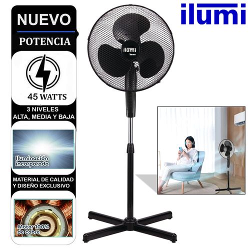 Ventilador Ilumi de Pedestal 3 Velocidades con Iluminación 45W