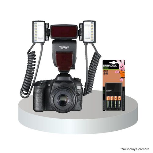 Twin Flash Macro Yongnuo YN24EX E-TTL y Pilas Recargables Duracell + Cargador