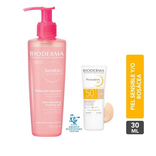 Pack Bioderma Limpieza Sensibio + Fotoprotección Photoderm para Pieles Sensibles