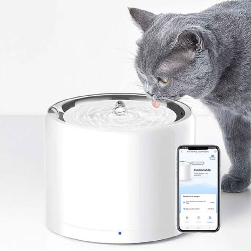 Fuente-de-agua-para-gatos-de-acero-inoxidable-SMART-2L-con-APP-movil-PETKIT