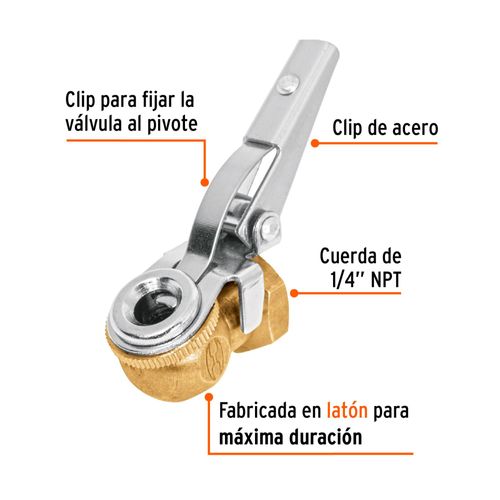 Cabeza infladora llantas c/clip, hembra, 1.4 TRUPER