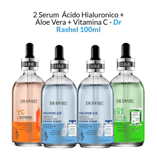 2 Serum  Ácido Hialuronico + Áloe Vera + Vitamina C - 100ml