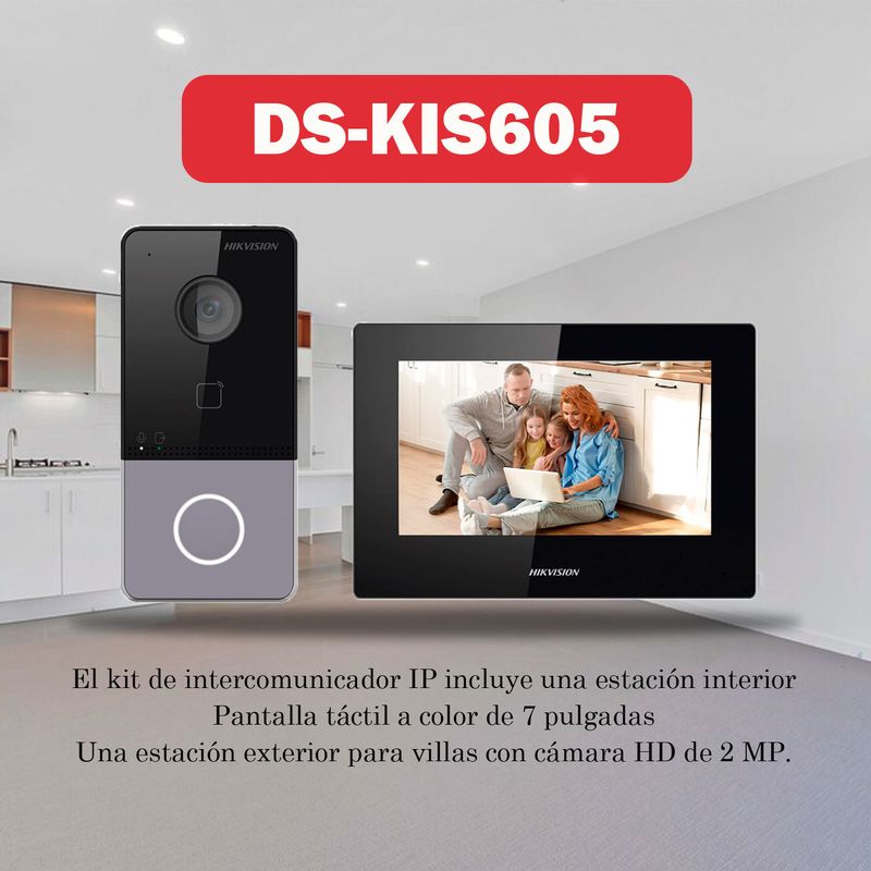 KIT-VIDEOPORTERO-IP-WIFI-FULL-HD-DS-KIS605-HIKVISION-LLAMADA-APP-NEGRO