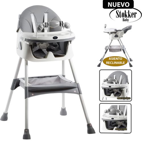 Silla de Comer VENUS Asiento Reclinable GRIS