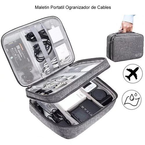 Maletín Portátil Organizador de Cables 2 Divisiones Impermeable FYI260007 Interlud Gris