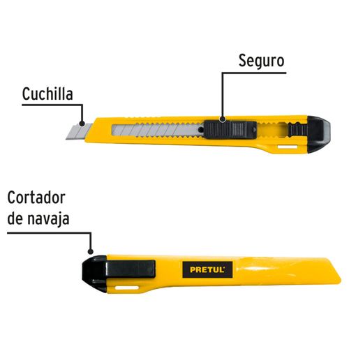 Cutter delgado de precision 9 mm, Pretul Truper