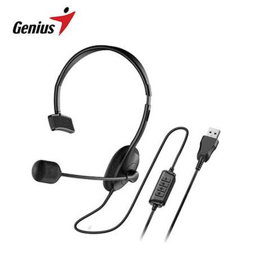 Audifono Con Microfono Genius Hs-100u Mono Usb Black 31710027400