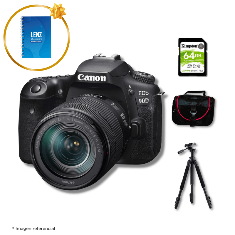 Camara-Canon-EOS-90D-DSLR---Con-Lente-EF-S-18-135-MM-IS-USM---Kit-Deluxe