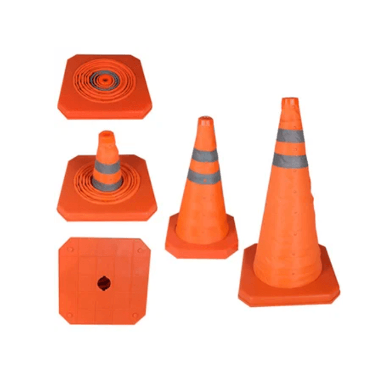 Conos-de-Seguridad-de-45cm-Plegable-doble-cinta-reflectiva-para-Auto