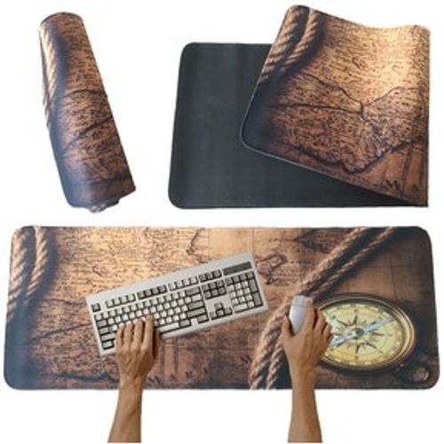 Mouse pad Base Escritorio Extra Large 30x80cm Computador Mapa brujula