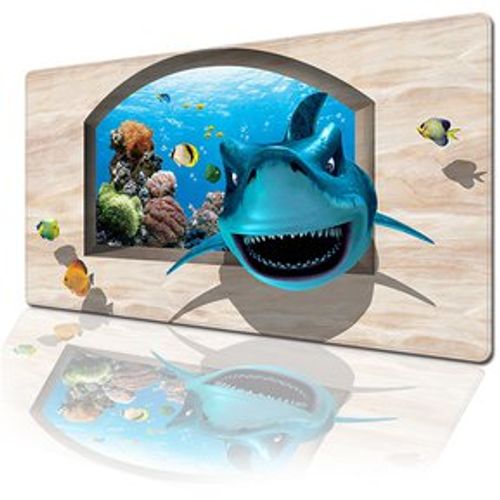 Mouse pad Base Escritorio Extra Large 30x80cm Computador tiburon 3d