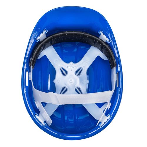 Casco azul de electricista y operarios técnicos