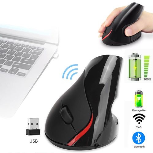 Mouse Vertical Inalambrico Ergonómico Usb recargable Negro
