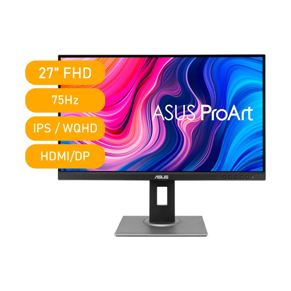 MONITOR ASUS PROART 27"" IPS WQHD(2560x1440) DISPLAY 2K SRBG 5MS 75HZ DVI/HDMI/DP-MINI USB 3.0