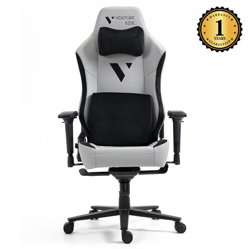 Silla-Gamer-Venture-Side-Prime-Ash-Gris-Cuero-Almohadilla-Inteligente-Magnetica-Reclinable