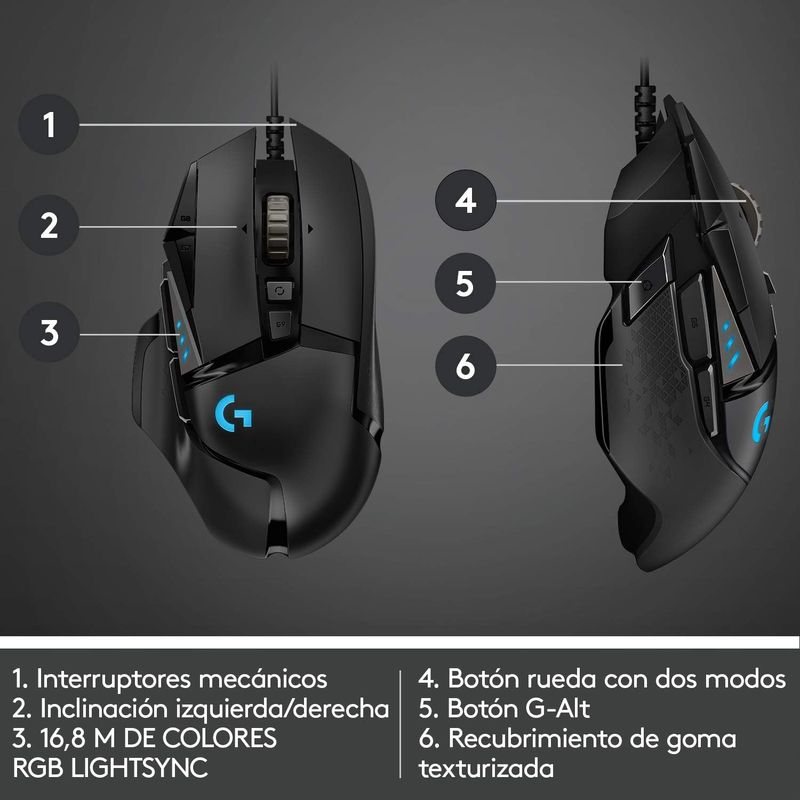 Mouse-Gamer-Logitech-G502-Hero-RGB-con-11-Botones-y-25K-DPI