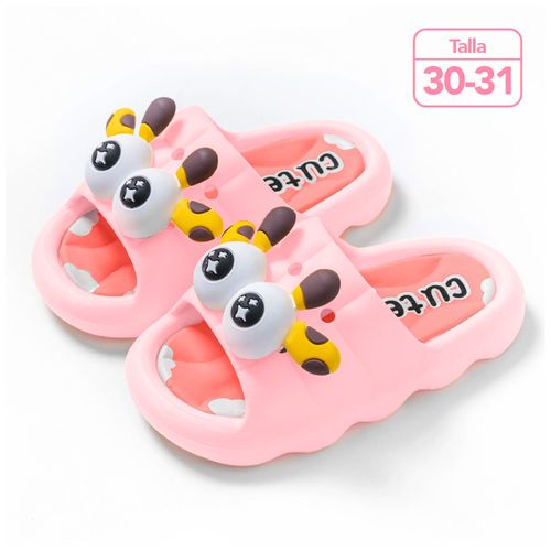 Sandalias Kawaii para Niños Diseño 3D Jirafa Rosado Z35 Talla 30-31