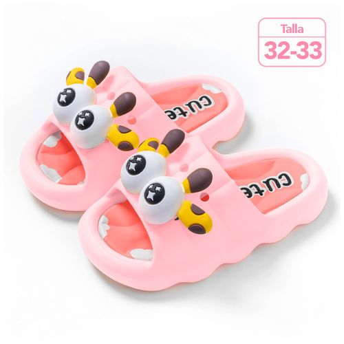 Sandalias Kawaii para Niños Diseño 3D Jirafa Rosado Z35 Talla 32-33