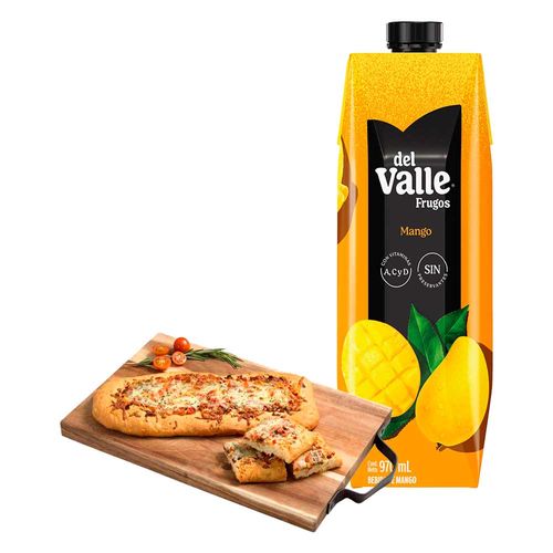 Pack Focaccia con Tomate Refrigerado 1un + Bebida FRUGOS Sabor a Mango Caja 970ml