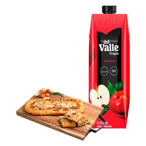 Pack Focaccia con Tomate Refrigerado 1un + Bebida FRUGOS Sabor a Manzana Caja 970ml