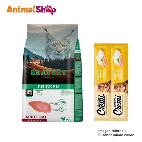 Comida De Gato Adulto Esterilizado Bravery Pollo 2 Kg