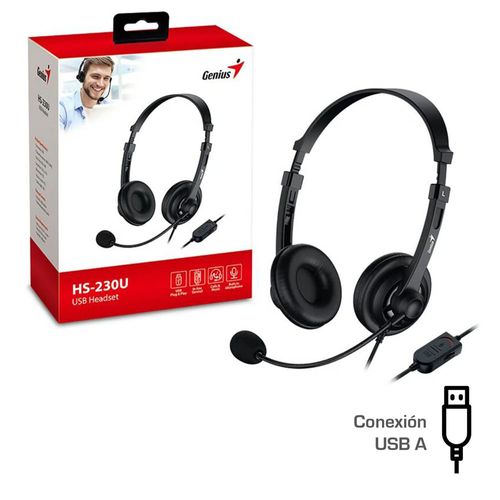 Audifono Genius HS-230U Usb CMicro Para Pc Laptop - Negro