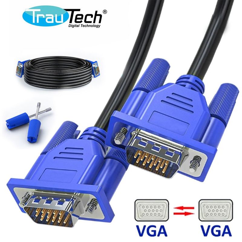 Cable-VGA-10-Metros-TRAUTECH-15-Pines-Doble-Filtro-PVC