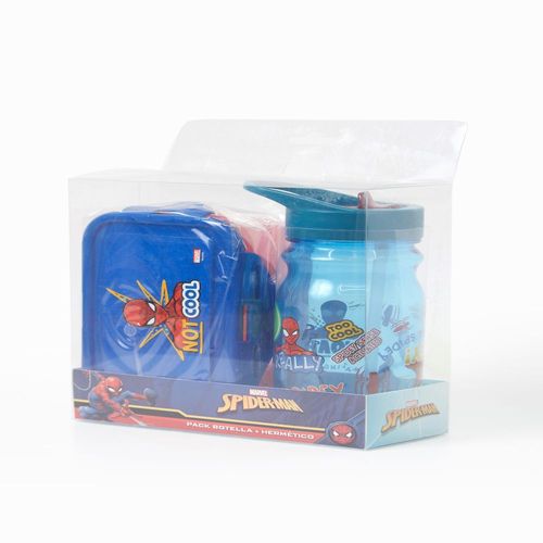 Pack 2 Pcs Spiderman Hermetico Y  Botella