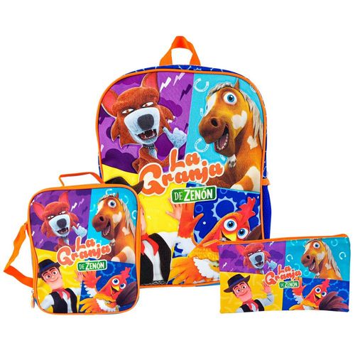 Set Scool Kombat Mochila Lonchera Cartuchera La Granja Del Zenón