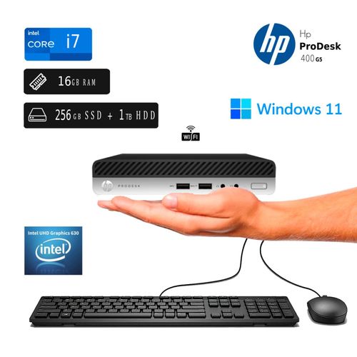 CPU HP ProDesk Mini 400 G5 Intel Ci7 9na 16GB RAM 256GB SSD +1TB Reacondicionada