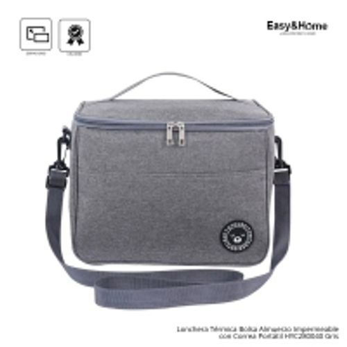 Lonchera Térmica Bolsa Almuerzo Impermeable con Correa Portátil Easyyhome Hyc280040 Gris