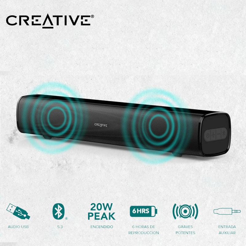 PARLANTE-CREATIVE-SOUND-BAR-STAGE-AIR-V2-10W-20W-BT-USB-35MM-6H-BATERIA