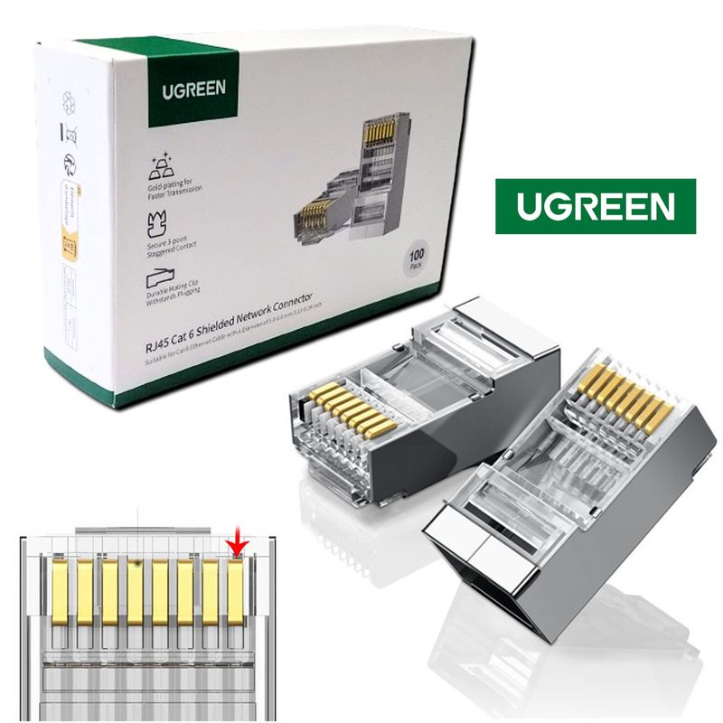 Plug-Conector-Rj45-Cat-6-Cat6e-UGREEN-metal-blindado-X-100-Unidades