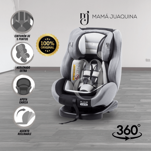 Silla de Auto Giratorio Ebaby «VERO 360°» Gris Claro